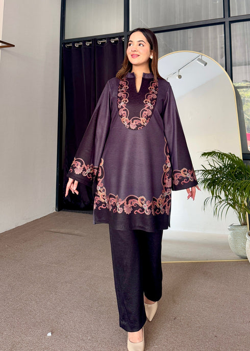 Midnight Mirage Woollen Kurta Set